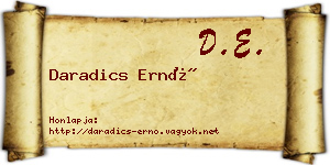 Daradics Ernő névjegykártya